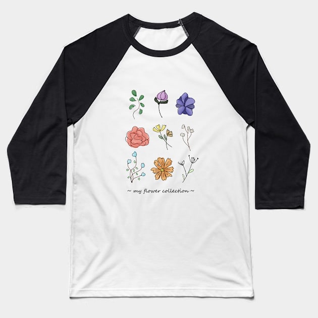 flower collection doodles Baseball T-Shirt by ArtsyStormy